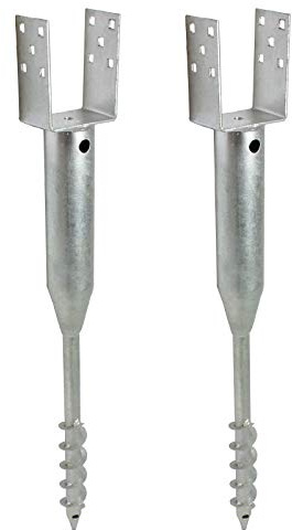 TRUTZHOLM 2x Bodenhülse U-Profil feuerverzinkt für 10x10 cm Vierkanthölzer | 86,5 cm Länge, zum einschrauben, Einschraubbodenhülse, Pfostenträger, Einschraubhülse, Zaunbau