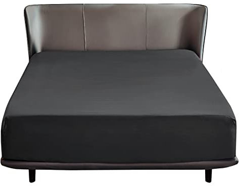 Bedsure Spannbettlaken 180x200cm Boxspringbett Topper - Polyester Mikrofasermaterial Bettlaken 180x200 cm für Matratzenhöhe bis 30 cm, Weiches Spannbetttuch Leintuch, Schwarz