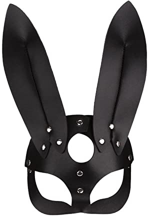 Women Leather Masks Bunny Ear Fox Cat Mask Leather Half Face Mask Masquerade Party Mask for Cosplay Halloween Costume Accessory