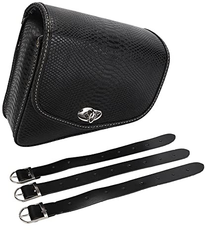 TOTMOX Sacoche de selle latérale gauche/droite pour moto en cuir PU, sac à outils universel pour bras oscillant avec forme stable de grande capacité, noir