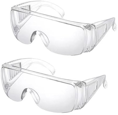 LAIYOHO 2 Stück Schutzbrille mit kratzfesten Brillengläsern UV-Schutz Erwachsene Überbrille für Baulabor Chemieunterricht