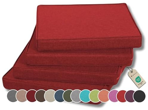 Gutekissen® Stuhlkissen Polsterauflage Auflage für Stühle/Bänke für Haus und Garten Sitzauflage Gartenkissen Sitzkissen viele Farben FK5 (50x50, Rot, 4)