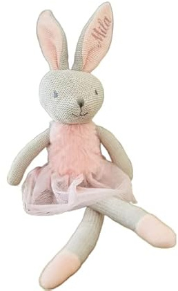 Kuscheltier personalisiert Hase Mädchen I Babygeschenk personalisiert I Stoff Hase rosa mit Namen I Babygeschenk Geburt Taufe