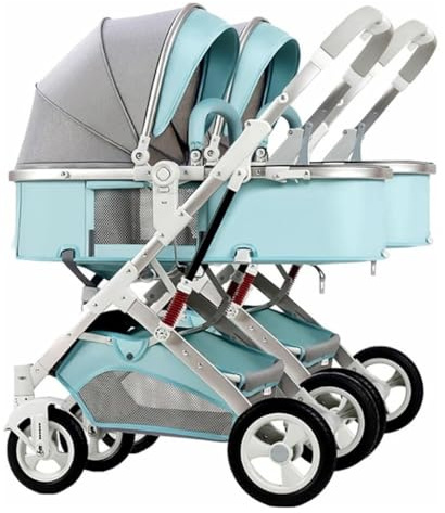 Passeggino doppio passeggino affiancato for gemelli, passeggino gemellare for carrozzina, passeggino doppio for neonato e bambino, passeggino gemellare portatile pieghevole con ombrello tandem (Color