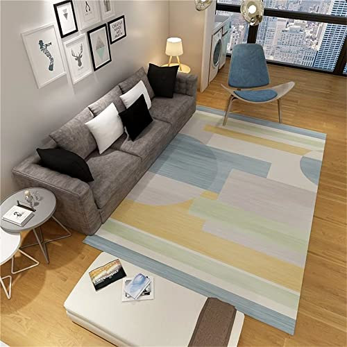 RUGMRZ Tapis De Bar Paillasson Exterieur Original Jaune Bleu Gris Design géométrique rectangulaire Personnalisable 130 x 190 cm