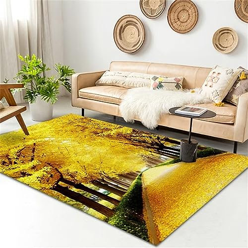 RUGMRZ Bodenbelag Für Balkon Einfache dreidimensionale Malerei von Wohnzimmer und Schlafzimmer Teppich Pastell gelb esszimmer Teppich Rutschfester bodenbelag für Balkon Teppich sale80x150CM