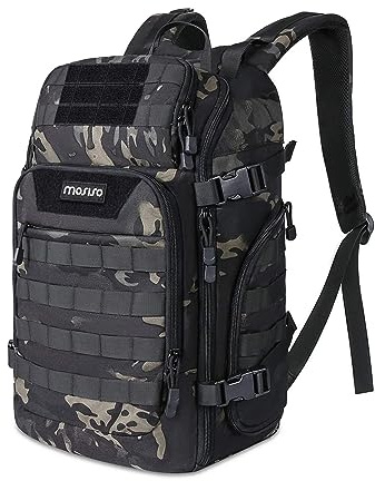 MOSISO 30L Tactical Backpack, Military Daypack 3 Day Assault Rucksack Outdoor Hiking Hunting Fishing Camping Training Shoulder Bag with USB Charging Port, Night Camouflage