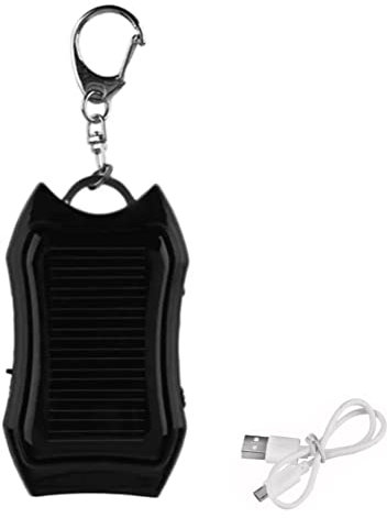 KENANLAN Solar Charger Keychain Power Bank LED Flashlight Outdoor USB Battery Emergency Phone Charger (Black)