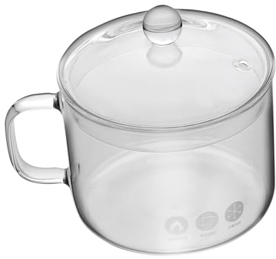 DOITOOL Heat-Resistant Glass Oven Bowl with Attached Handle, Sturdy Household Glass Stewpot for Microwave and Stove Use, Not Fragile Cookware Suitable for Everyday Cooking