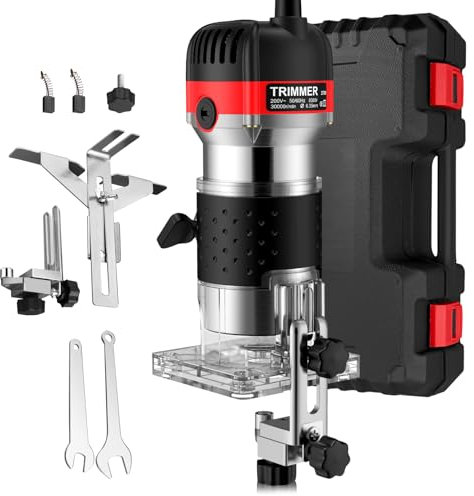 Anbte Rifilatore Fresatrice con Controllo della Velocità,6,35mm(1/4 di pollice)28000R/MIN Palmare Rifilatore per Legno 800W Taglialegna Professionale Utensili Elettrici Per Scanalatrice Rettifica/DIY