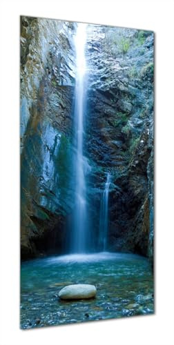 Wallario Selbstklebende Duschrückwand 80 x 200 cm mit Motiv Wasserfall bei Sonneneinfall - Wandverkleidung Fließenersatz mit Hochglanzlaminat in Glasoptik