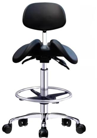 SFKLYU Taburete con Silla De Montar, Silla Rodante con Respaldo, Taburete Ergonómico con Silla De Montar, Altura Ajustable con Reposapiés para El Hogar, Oficina, Salón Dental Y Tienda,M