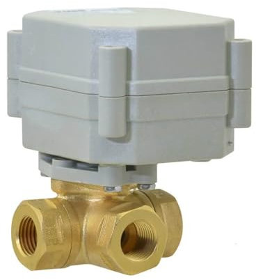 MUHM Motorisierter Kugelhahn aus Messing, elektronischer Kugelhahn, 3-Wege-T/L-Typ, horizontal, zur Steuerung der Durchflussrichtung, Metallgetriebe, AC110–230 V (Size : AC110-230V DN25)