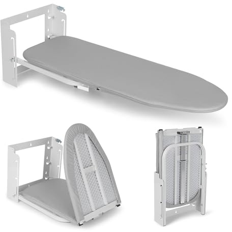 Vrietina Planche à Repasser Murale réglable en Hauteur, 91,4 x 30,5 cm, Pliable, Support Compact, Peu encombrant avec Housse Amovible résistante à la Chaleur pour la Maison, Le Linge
