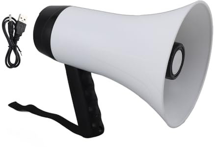Fabater Tragbarer Megaphon-Lautsprecher, Batteriebetriebenes 30-W-Megaphon-Megaphon, Mikrofon mit Einstellbarer Lautstärke, Integrierte Sirene und Diktiergerät, Ideal für Cheerleading