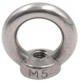 Augenschraube, Marine-Hebeösenmutter, Ringmutter, Schlaufenloch for Heben von Kabelseilen, einteilig, M5/M6/M8/M10/M12, Augenmutter aus Edelstahl (Farbe: 1 Stück, Größe: M5)
