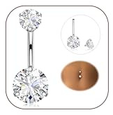 Diamday Bauchnabelpiercing Chirurgenstahl Bauchnabelpiercing Silber 14G | Zirkon Piercing Bauchnabel, Bauchnabelpiercing Ring, Bauchnabelpiercing 8-16mm Stablänge, Lang Nabel Bars Barbell für Damen