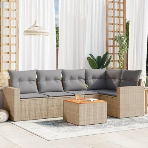 Festnight Balkon Lounge Rattan mit Stauraum Gartenlounge Klein Sofa Balkon Ecklounge Rattansofa Sitzecke Balkon Klein Gartensofa Ecksofa Garten Lounge Sofa Outdoor Balkonmöbel Couch Gartenmöbel