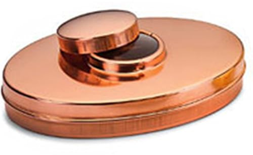 TDC - Hudson Bay Tobacco Box – With burning glass lens - 6 power magnifier to light pipes and camp fires – Measures 4-5/16 x 3 x 1-3/16 (Copper)