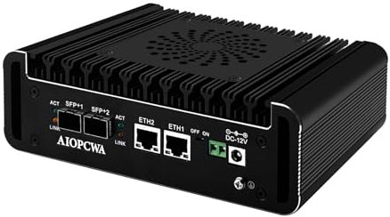 AIOPCWA Firewall Micro Appliance 12th Gen N100 Mini PC Dual 10GbE SFP+ 10Gigibit, 2 Port i226V 2.5GbE LAN, Support Winos OPNsense, Type-C, TF Slot, Barebone NO RAM NO SSD NO OS