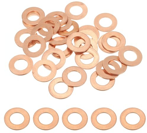 PATIKIL 30pcs Arandela de Cobre M12, Anillo de Sellado, 22x12x1.5mm(OD*ID*Grosor) Junta Plana Métrica Crush Accesorios Hidráulicos para Tornillos Perno Tapones de Cárter Drenaje de Aceite