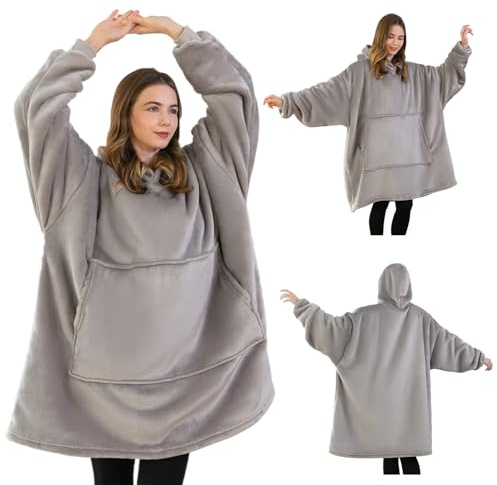 Good Nite huvtröja filt med elastisk ärm gosig tröja, oversize huvtröja filtar pullover gosig tröja, supermjuk mysig varm bekväm jättehuvtröja, filtar huvtröja presenter