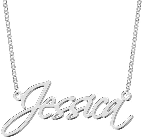 UMAGICBOX Personalisierte Namenskette - Schmuck aus 925er Sterlingsilber oder 316 Edelstahl, Geschenk für Geburtstage, Feste und Besondere Anlässe (Silber)