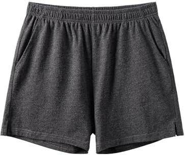 Amy Coulee Short de nuit pour homme court en coton 4 Légères shorts de nuit, courte pyjama avec poches, gris foncé, XL
