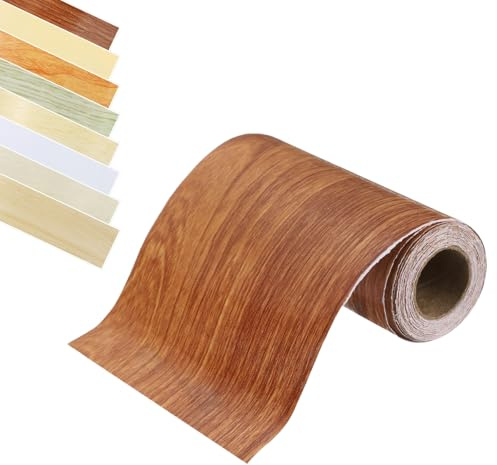 sourcing map Wood Grain Tape, 2 x 16Ft Self-Adhesive Wood Grain Repair Tape Simulated Repair Patch for Wall Corner Table Door Baseboards Floor Sofa Furniture Home Decor (Coffee)