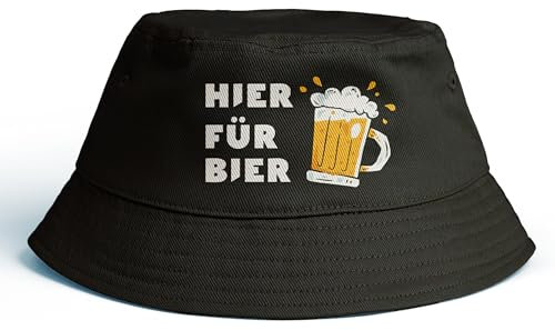 ecomq Hier FÜR Bier - Lustiger Mallorca Hut | Festival Hut | Partyhut für Malle, Festival, JGA, Urlaub & Sommer – Praktische Einheitsgröße für Männer und Frauen