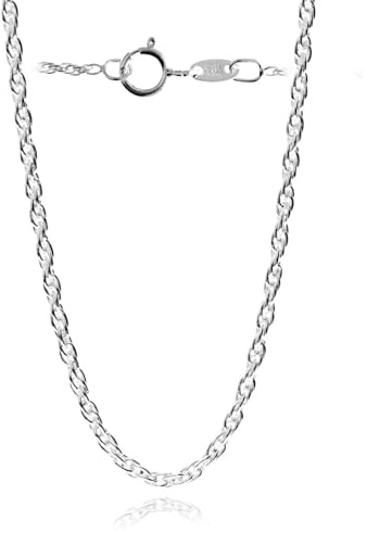 SilverAmber Jewellery – Tillverkad i Italien – 925 sterlingsilver 1,7 mm repkedja med en anti-missfärgningsbeläggning – GCH013, 22 inches, Silver, Ingen ädelsten