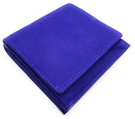 Lemasi Unisex Geldbörse Echtleder mit RFID Schutz | Wiener Schachtel Münzfach | weiches Softrindleder | Handarbeit | Portemonnaie kompakt 100x95x25mm | Fach für Einkaufswagenchip (Royalblau)