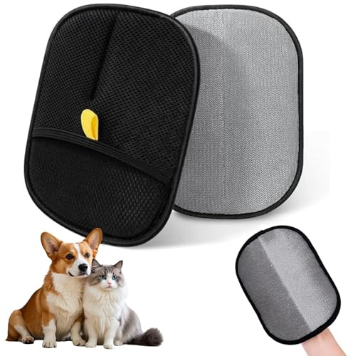 XUDUOO 2 Stück Pet Hair Remover Glove,Wiederverwendbare Fellpflegehandschuhe für Haustiere, Fellmagnet Katzen Hunde, Für Glattes und Gesundes Fell, Static Removal Gloves for Clothes, Sofas, Carpets