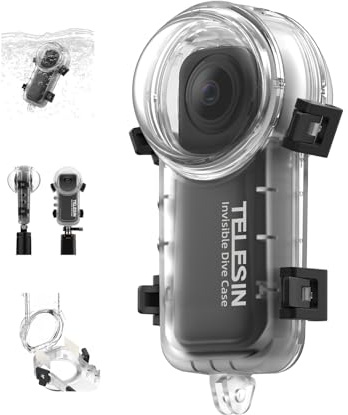 TELESIN Custodia Subacquea Invisibile per Insta360 X4, 50m | Subacquea, impermeabile fino a 50m e design invisibile, cattura a 360° per X4