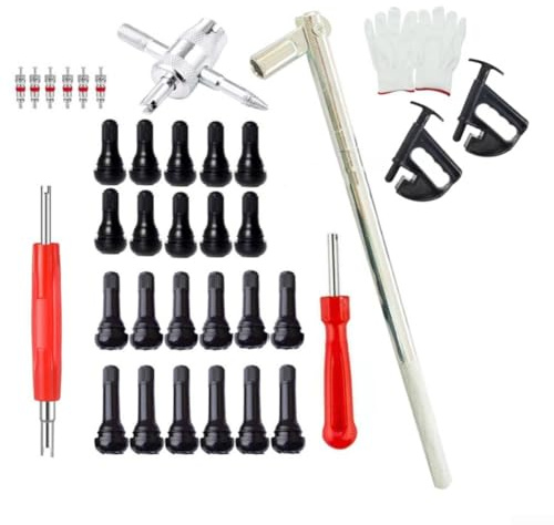Kit essentiel de 36 outils d'entretien des pneus avec extracteur de valve pour voitures, SUV et camions
