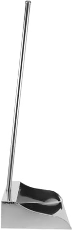 minkissy Long Handled Stainless Steel Dustpan Wide Metal Dust Pan for Home Office Heavy Duty Cleaning Tool Stand for Floor Sweeping and Trash Collection