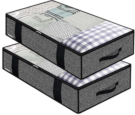 Under-Roll Under Tray Storage Bin - Sliding Storage Chest with Handles and Lid | Flat Underbed Organizer for Shoes, Linen and Toys Storage, Storage Box