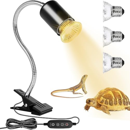 LYPPUL Schildkröte Wärmelampe Terrarium, Wärmelampe schildkröten mit 3 UVB-Glühbirnen 25W+50W+75W, Reptilien wärmelampe, Terrarium Lampe für Schildkröte Eidechse Schlange Amphibien Aquarium Reptil