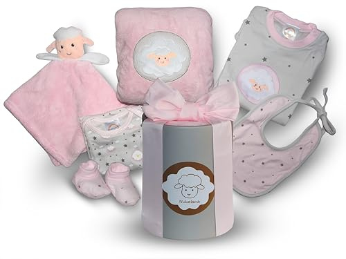 Set Regalo Bebé Recién Nacido Niña Canastilla Premium Nacimiento Cesta Original Bienvenida Caja Útil Bautizo Baby Shower Detalle Sorpresa Revelación Género Listo para Regalar 0-3 Meses