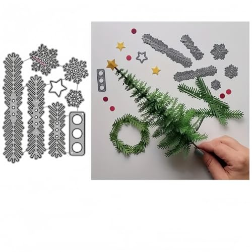 Sredwtk Weihnachtskranz Bäume Tannenbäume 3D Stanzschablonen Weihnachten Metall Prägeschablonen Stanzformen Schneiden für DIY Karte Sammelalbum Scrapbooking Fotoalbum Deko