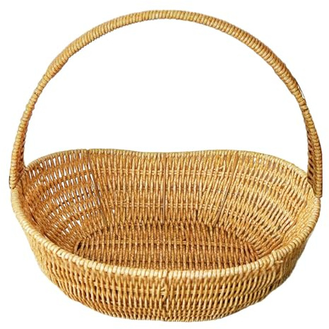 Fenteer Cesta Tejida de Picnic Imitación Ratán Fabricada en PP Cesta Organizadora con Asa Reforzada Y Orificios de Ventilación para Frutas Verduras Pan Y Flor, XXL
