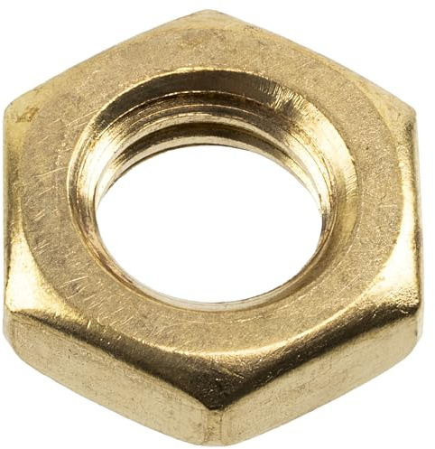 AERZETIX - Set di 12 dadi esagonali a profilo basso M8x1.25 mm in ottone colore dorato | per assemblaggio, giunzione meccanica estetica, fissaggio leggero e lavori di precisione