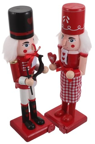 PRETYZOOM 2 Piezas Cascanueces de Madera para San Valentín Figuras Soldado Decorativas para Mesa y Fiesta Adorno Romántico Resistente para Parejas