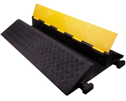 Pasacables Suelo, Canaleta Cables Suelo de Caucho y Plástico, Canaleta Cables Modulares con Cubierta Superior Abatible, Capacidad de Carga de 500 Kg(100 * 58 * 12cm/39 * 23 * 5in)
