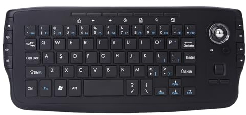 Clavier sans Fil 2,4 Ghz avec Fonction De Souris Trackball Roulante À 360 Degrés, Fonction Rétroéclairée pour Une Utilisation