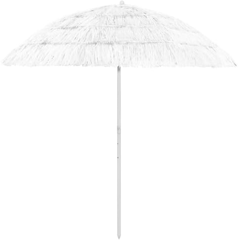 Ziaphsol Sonnenschirm Hawaii Weiß 240 cm, UV-beständiger Polyester Strandschirm mit Kippmechanismus, ideal für Garten, Terrasse und Poolbereich