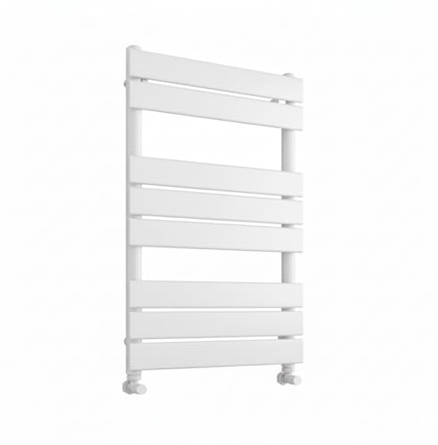Greened House Richmond Heated Towel Rail Flat Panel Bathroom Towel Radiator Central Heating (White, 500mm W x 800mm H)