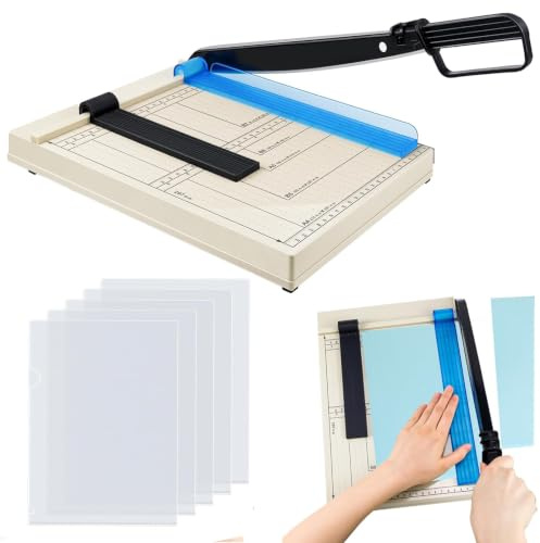Paper Cutter A4 Lever Cutter for B5 A5 B6 B7 Lever Cutter Paper Cutter with 5 Folders for Photos, Leather and Thin Sheet