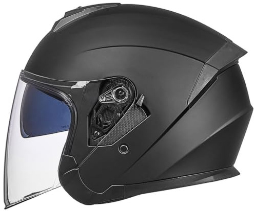 Casco Moto Hombre Jet Cascos Motocross Hombres Mujeres Casco de Motocicleta Retro Estilo alemán, Cascos de Media Cara con Doble Visera Homologado ECE, para ciclomotor Scooter