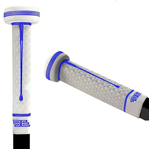 Buttendz vaktmålvakt hockeyklubba ersättningsgrepp – precisionskontroll för mål med överdimensionerad knopp, förbättrad kakelstruktur och premium hockeygrepp (vit, blå dropp)